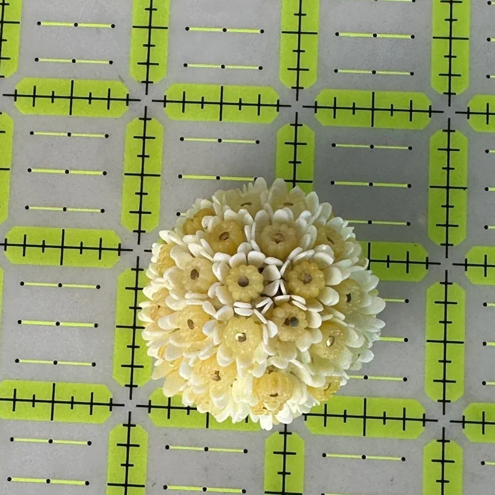 Vintage Yellow Floral Cluster Brooch Plastic Flower Pin 1950s–1960s Jewelry